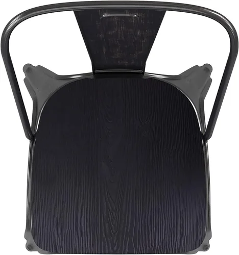 Miniatura 8 de Flash Furniture Perry - Silla apilable comercial para interiores y exteriores con asiento de poliestireno, marco de metal dorado envejecido, asiento