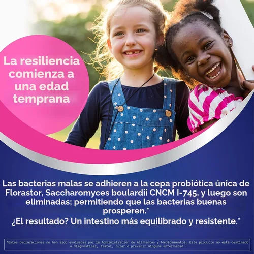 Miniatura 7 de Florastor Suplemento probiótico de doble acción para niños, fortalece la salud digestiva e inmunológica de los niños, 20 barras de polvo fáciles