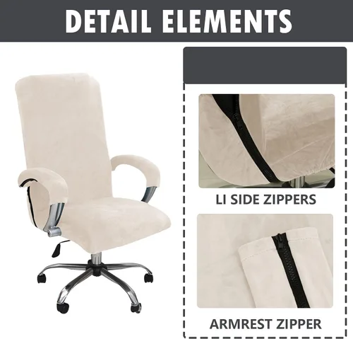 Miniatura 2 de Funda de terciopelo para silla de oficina con fundas para los brazos, funda elástica para escritorio de computadora, fundas universales giratorias