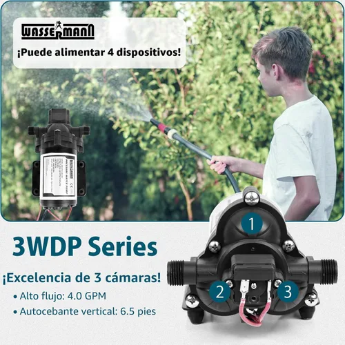 Miniatura 5 de Bomba de agua Wassermann para RV, bomba de presión de agua autocebante de 12 V para RV 4.0 GPM 45 PSI con interruptor de presión, para RV, náutica