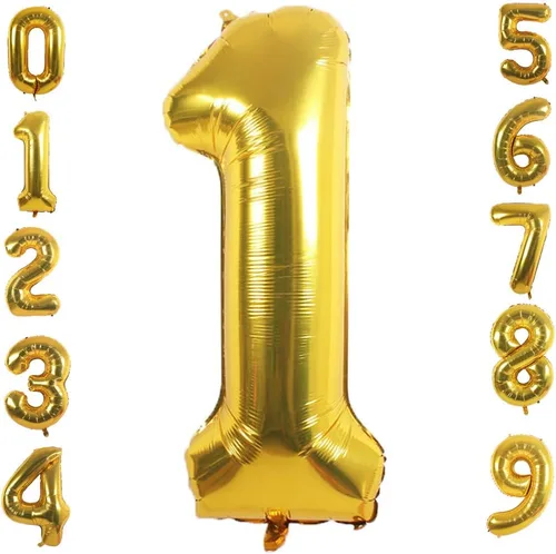 Miniatura 4 de Globos de papel de aluminio dorado (número 1, 40 pulgadas)