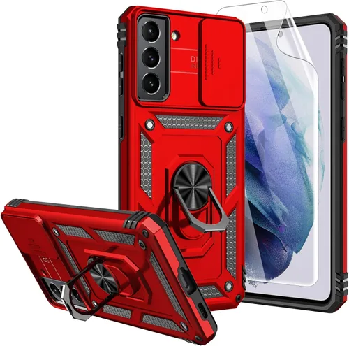 Miniatura 10 de Funda para Galaxy S21, con protectores de pantalla y funda para cámara, [grado militar] de 16 pies. Funda a prueba de caídas con función de atril
