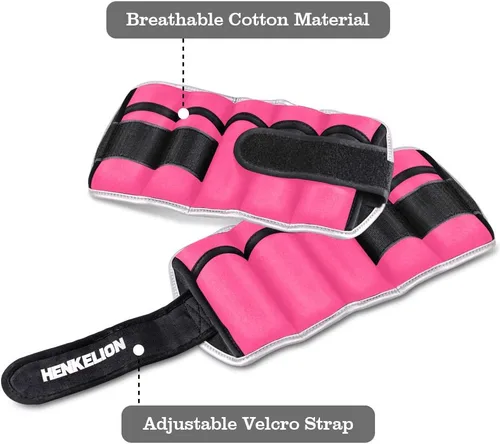 Miniatura 4 de Henkelion - Juego de 1 par de pesas ajustables, tobillo y muñeca, 2, 3, 5 y 10 libras, para gimnasio, entrenamiento, correr, levantamiento de pesas