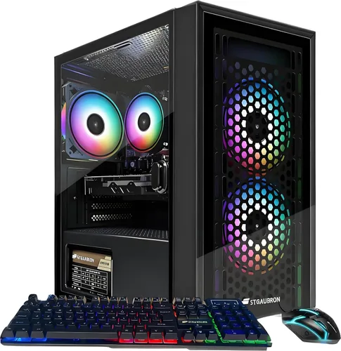 STGAubron Computadora de escritorio para videojuegos, Radeon RX 560 4G GDDR5, Intel Core i5 hasta 3.6G, 16G RAM, 512G SSD, WiFi 6, BT 5.0,