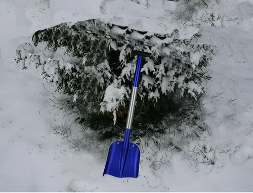 Miniatura 5 de Pala de nieve portátil telescópica de aluminio colorida para coche, ajustable, edición extendida (Azul + Plata)