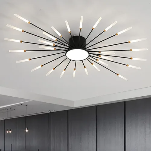 Miniatura 25 de Lámpara de techo LED regulable de 32 pulgadas, 12 luces de techo, lámpara de techo empotrada, iluminación de interior dorada para sala de estar, 12