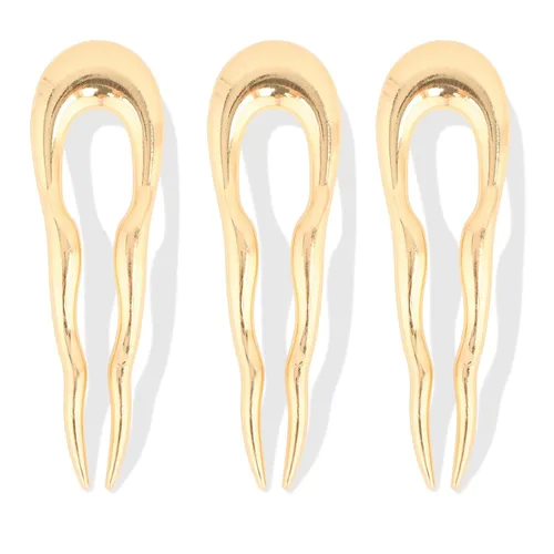 ANBALA 3 horquillas francesas de metal para el cabello para mujeres, rizos franceses para moños, recogidos, elegante y fuerte, clip ondulado que