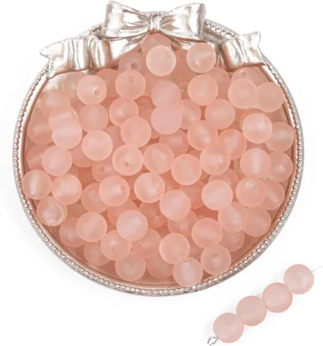 Miniatura 2 de 230 cuentas redondas acrílicas de 0.315 pulgadas (0.315 in), color rosa claro mate esmerilado para hacer joyas de bricolaje