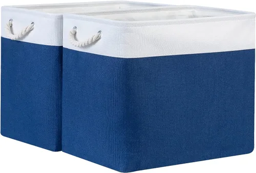 Miniatura 64 de Bidtakay Cestas de almacenamiento de tela con asas [paquete de 2] organizador de lona grande de 16 x 11.8 x 11.8 pulgadas, canastas altas plegables