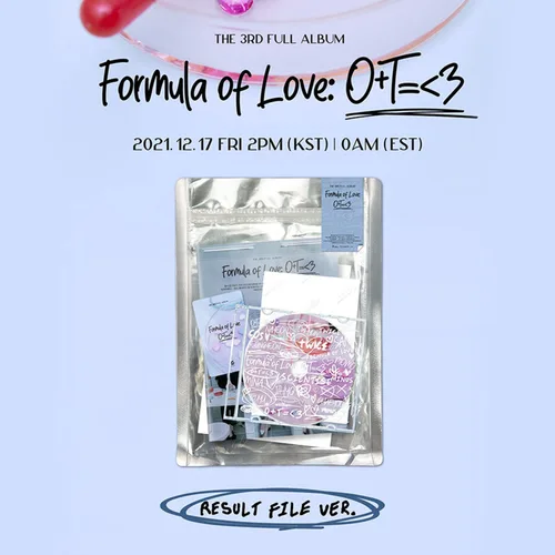 Miniatura 2 de TWICE - 3rd Full Album Formula of Love: O+T= < 3 Result file ver. Cover + Photobook R + Photocard + Twind Photo + Folded Poster + 2 Pin Button