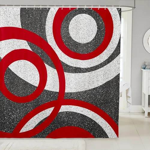 Miniatura 28 de Cortinas de ducha abstractas de líneas geométricas para niños, cortinas de baño con diseño empalmado de rayas para niñas, niños y adultos, cortinas