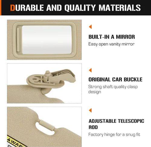 Miniatura 3 de Visera solar para Hyundai Elantra 2011-2015 (no compatible con el modelo GT), repuesto de parasol beige para lado izquierdo del conductor