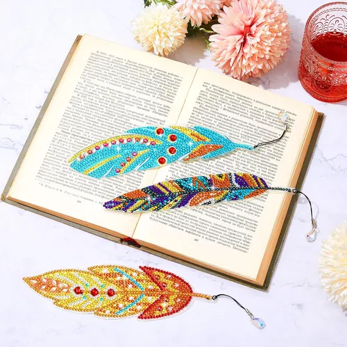 Miniatura 3 de Henoyso Juego de 6 marcadores de pintura de diamante, marcapáginas de plumas 5D, marcadores de diamantes de imitación para bricolaje, arte