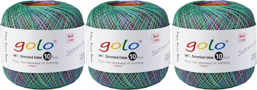 Miniatura 13 de Golo - Bolas de hilo para crochet de algodón tamaño 10, color algodón para crochet D-Fresa D078-fresa
