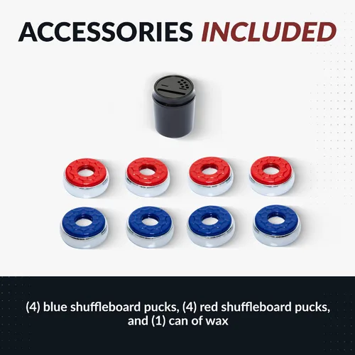 Miniatura 7 de Hathaway Avenger Mesa de Shuffleboard de 9 Pies para Sala de Juegos Familiar – Campo de Juego con Recubrimiento de Polímero, Anotador y Gabinete