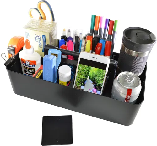 Miniatura 6 de Cesta grande portátil, divisores DIY, 8 compartimentos, organizador para suministros escolares, de oficina, para el hogar y negocios, cesta portátil