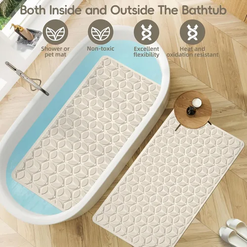 Miniatura 4 de Alfombrilla de Bañera Antideslizante con Ventosas - 100% Goma para Baño Texturizada para Seguridad en Bañera y Ducha - Suave al Tacto - Libre