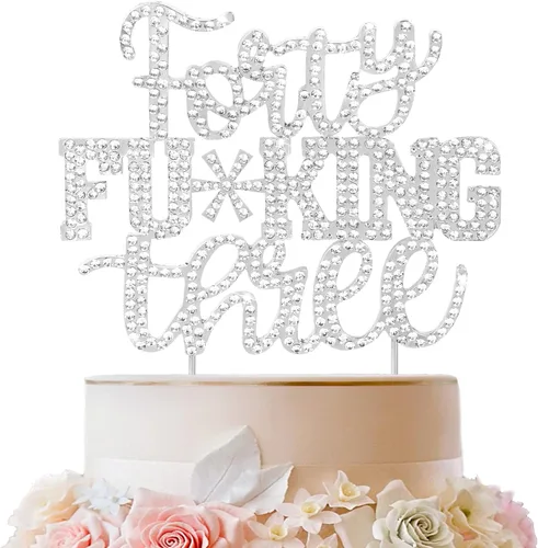 Miniatura 60 de LINGTEER Veintiún divertidos adornos dorados para tartas con diamantes de imitación – Saludos a los 21 años de edad, decoración de centros de mesa