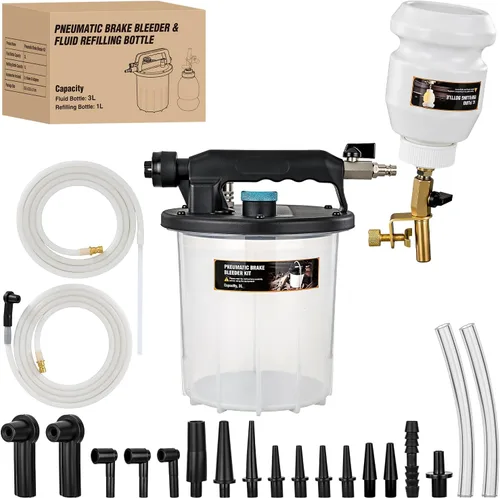 Miniatura 10 de GOOACC Kit de Purga de Frenos 2L Bomba de Vacío Neumática Extractor de Fluido con Botella de Rellenado 1L y Adaptadores Herramientas de Purga