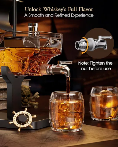 Miniatura 6 de Kollea Regalos de cumpleaños para hombres, papá, juego de decantador de whisky con 2 vasos, dispensador de licor para bar en casa, ideas de regalo