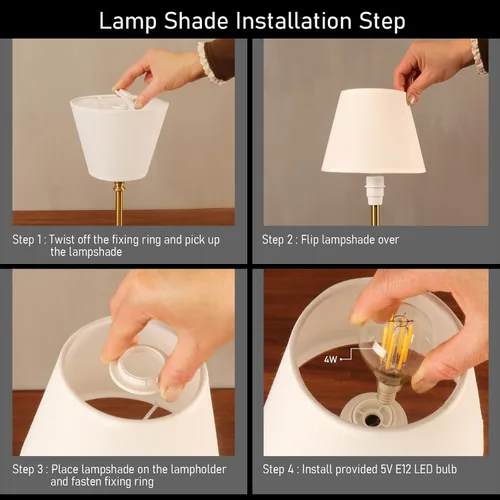 Miniatura 9 de Cordless Table Lamp Portable Small LED Touch Lamp with Dimmer, 18" 2700K Rechargeable Battery Light for Bedside, Dining Room, Bedroom Lamp, Patio