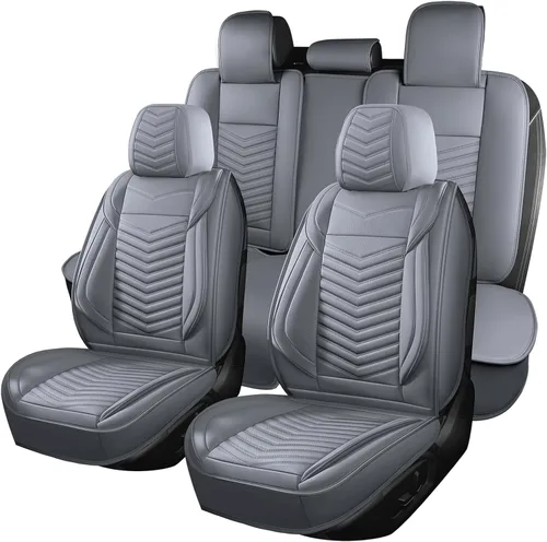 Miniatura 26 de HChengkikz Fundas de Asiento de Automóvil Par Delantero, Fundas de Asiento de Cuero Nappa Transpirable para Automóviles, Cojines Universales