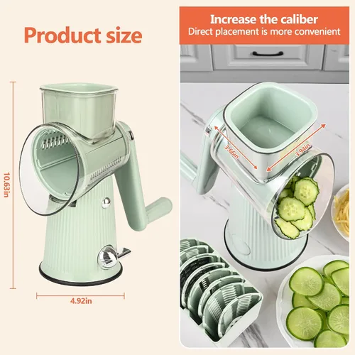 Miniatura 3 de Rallador de queso con encimera de manivela para cocina, rallador con mango para rotación de cocina, cortador de verduras, molinillo de frutos secos