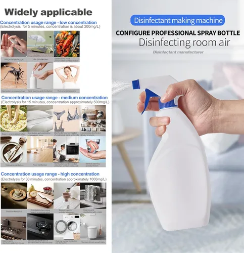 Miniatura 8 de Generador portátil de ácido hipocloroso (HOCL), generador de solución hipoclorosa de sodio de 2L, sistema de agua electrolizada de fabricación