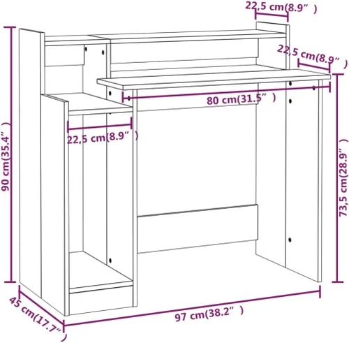 Miniatura 3 de vidaXL Escritorio, muebles de escritorio de oficina en casa con luces LED, escritorio de computadora de pie, mesa de estudio, estilo moderno, madera