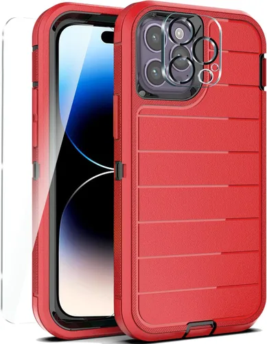 Miniatura 19 de YmhxcY Funda para iPhone 12/iPhone 12 Pro [2 Protectores de Pantalla de Vidrio Templado] Cubierta Duradera de 3 Capas A Prueba de Caídas/Funda