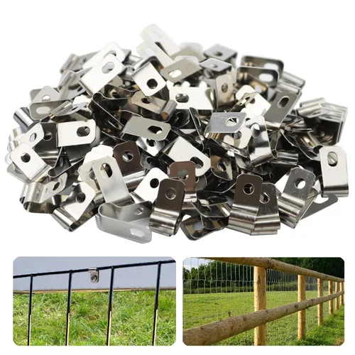 500 piezas de abrazaderas de alambre para valla Clips de montaje para cercas agrícolas, abrazaderas de alambre de acero inoxidable para montar cable