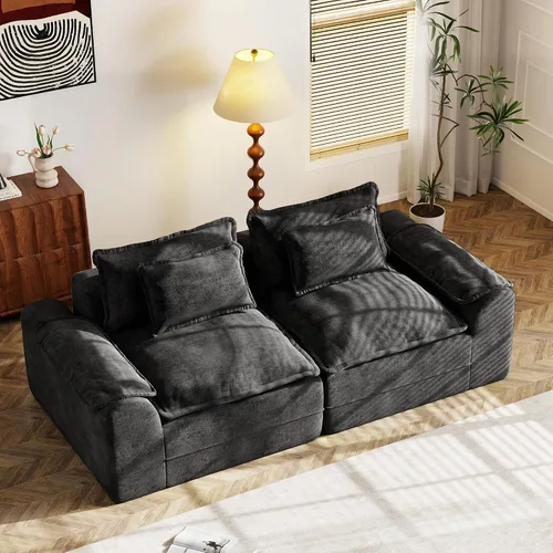 Miniatura 29 de Hobestluk Cloud - Sofá individual de espuma viscoelástica con asiento profundo, sofá en forma de L con funda extraíble, sofá grande para sala