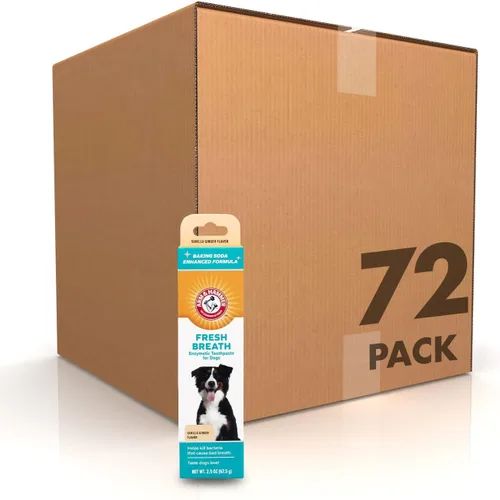 Miniatura 10 de Arm & Hammer Pasta de dientes enzimática de aliento fresco para perros, sabor a vainilla y jengibre, bicarbonato de sodio, gel dental que elimina