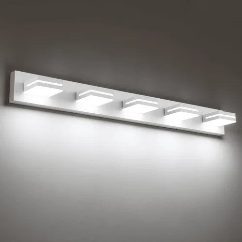 Miniatura 25 de SineRise - Lámpara LED para tocador de baño - Moderna lámpara de acrílico con acabado cromado para iluminación de pared sobre el espejo - 2 luces