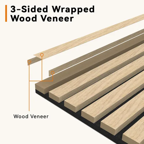 Miniatura 4 de Paneles de pared acústicos de MDF Upick absorbentes de sonido, paquete de 4 paneles de pared de espuma a prueba de sonido de 48 x 24 pulgadas y Roble