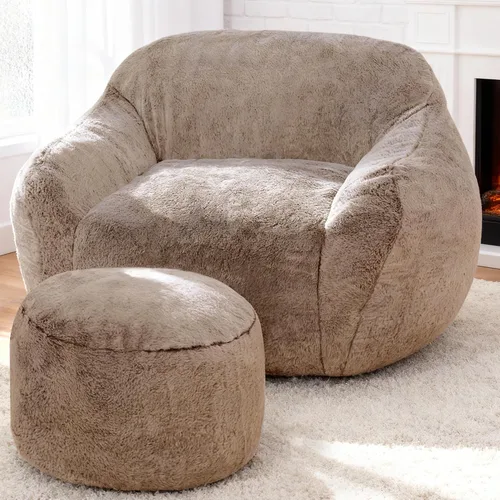 Miniatura 14 de Puf gigante para adultos, sillas grandes de espuma viscoelástica, sofá puff de gran tamaño con relleno, silla de lectura grande de piel sintética