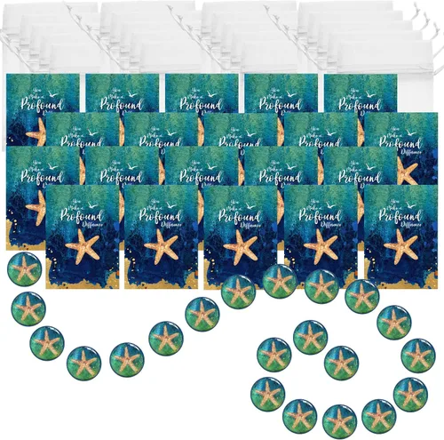 Miniatura 6 de Smiling Wisdom - 20 regalos de historia de estrellas de mar a granel - Tarjetas de apreciación de You Make a Profound Difference e imán redondo