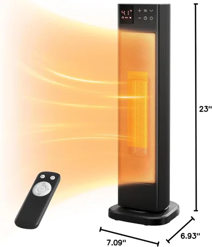 Miniatura 8 de PELONIS Calentador de espacio interior de torre de cerámica oscilante para el hogar con oscilación, termostato programable y modo ECO, temporizador