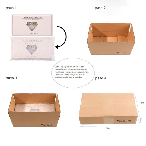 Miniatura 7 de Yzzseven 12 tipos de 600 diamantes AB de cristal + 2500 diamantes de imitación planos mezclados 20 estilos de parte trasera plana DIY manualidades