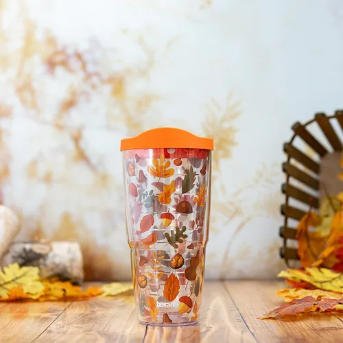 Miniatura 3 de Tervis Impresionante vaso aislado de doble pared con hojas de otoño fabricado en Estados Unidos, mantiene las bebidas frías y calientes, 16 onzas