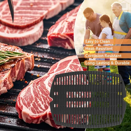 Miniatura 8 de 7582 Parrilla para Weber Baby Q, Accesorios Weber Q1000, Q1200, Q1400, Q100, Q120, Q140, 386001, 386002, Hierro Fundido Esmaltado Mate, Negro