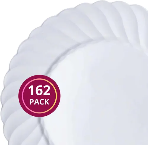 Miniatura 3 de Elegante vajilla desechable de plástico resistente, platos de plástico acampanados, juego combinado para bodas, cumpleaños y todas las ocasiones