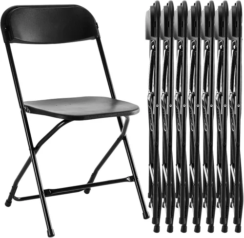Miniatura 31 de Sweetcrispy Paquete de 4 sillas plegables de plástico para 330 libras, portátiles, metal resistente, fáciles de usar, almacenar, cómodas, para Gris