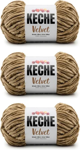Miniatura 34 de Keche Hilo de terciopelo para ganchillo, manta de felpilla suave, voluminosa, hilo amigurumi, 3.53 oz (132 yardas), color azul bebé