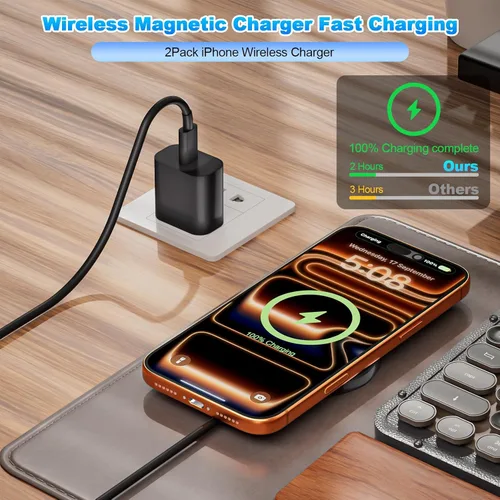 Miniatura 2 de Magnetic Wireless Charger for iPhone 17 16,2Pack 6FT Wireless iPhone Charging Fast Mag-Safe Charger with Apple USB C Charging Block for iPhone 17
