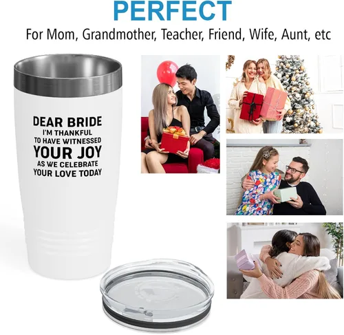 Miniatura 5 de Bride Gift from Officiant Tumbler 20oz White -Witnessed Joy - Bridal Shower Bride To Be Bachelorette Party Newlywed Wedding Officiant Brother