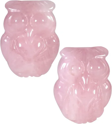SUNYIK Paquete de 2 estatuas talladas a mano de búho de bolsillo de cristal pulido, escultura de pájaro para decoración de oficina en casa para