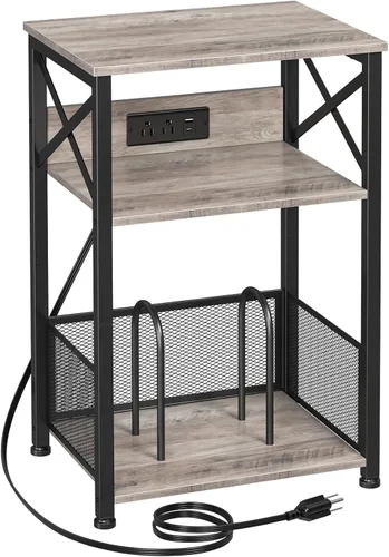 Miniatura 12 de AMHANCIBLE HETCD01BK-1 - Soporte para tocadiscos con estación de carga, soporte para tocadiscos con armario de almacenamiento, mesa auxiliar de 3