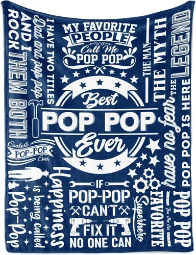 Miniatura 11 de InnoBeta Regalos Pop Pop, regalos para abuelo, manta para abuelo, regalos de nietas y nietos para Navidad, cumpleaños, día del padre, 50 x 65