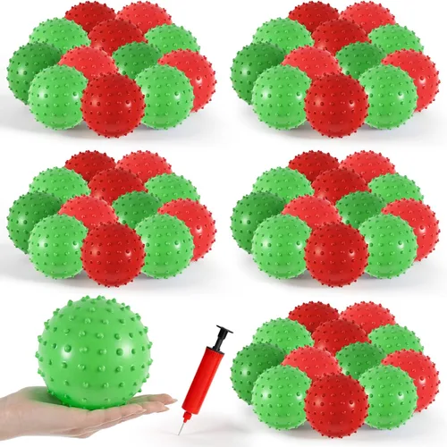 Miniatura 7 de Junkin Paquete de 100 bolas Knobby a granel con 1 bomba de aire de 5.5 pulgadas, juguete sensorial de plástico hinchable, globo pequeño, juguete